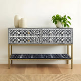 Bone Inlay 4 Drawer Sideboard : Zelliges : Black