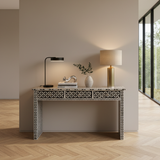 Bone Inlay Console with Ledge : Starburst : Black
