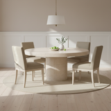 Arcadia Bone Inlay Round Dining Table – Limestone