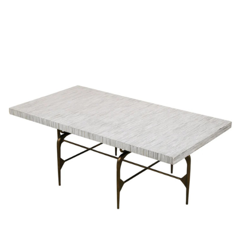 Bone Inlay Coffee Table wtih Antique Brass Legs : Pinstripe : Charcoal