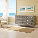 Dyed Bone Inlay Sideboard : Floral : Blue