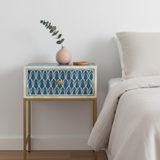 Bone Inlay 1 Drawer Bedside (with Metal Legs) : Arches : Indigo