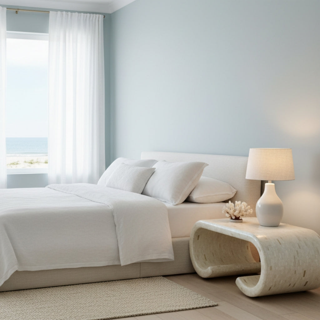 Bone Inlay Coffee Table : Brickwork with Brass Accent : White