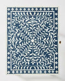 Bone Inlay 1 Drawer Bedside (with Metal Legs) : Liana : Navy Blue