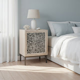 Bedside Cabinet with Bone Inlay Insert : Pond Lily : Whitewash