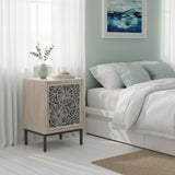 Bedside Cabinet with Bone Inlay Insert : Pond Lily : Whitewash