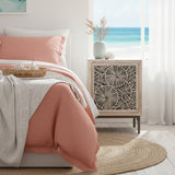 Bedside Cabinet with Bone Inlay Insert : Pond Lily : Whitewash