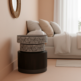 Bone Inlay & Timber Side Table : Criss Cross : Black