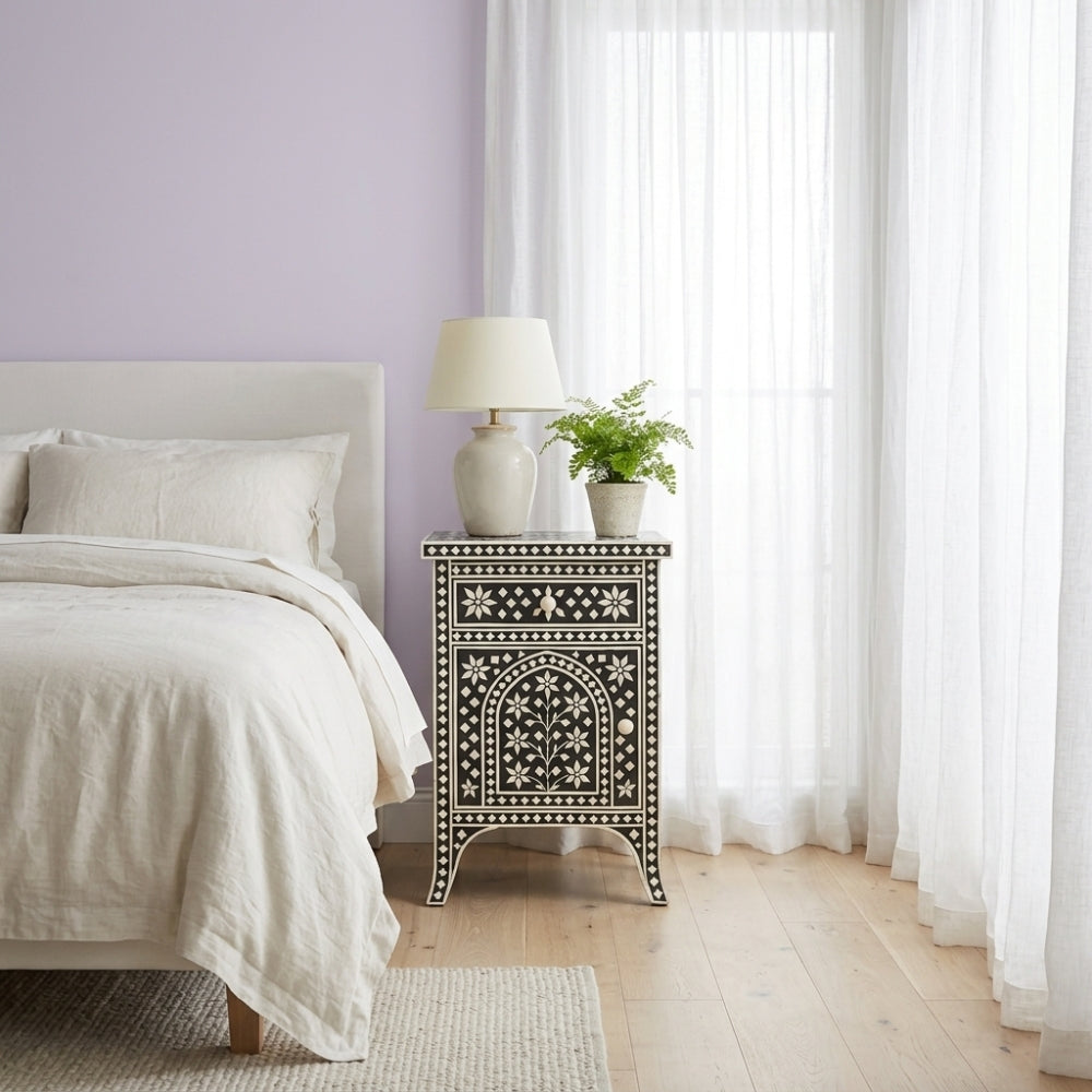 Bone Inlay Bedside Cabinet : Archway : Black