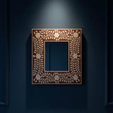 Bone Inlay Square Wall Mirror : Floral : Brown