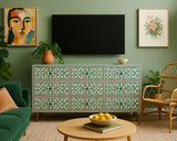 Bone Inlay 9 Drawer Sideboard : Zelliges : Aqua