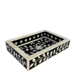 Bone Inlay Mini Tray : Floral : Black