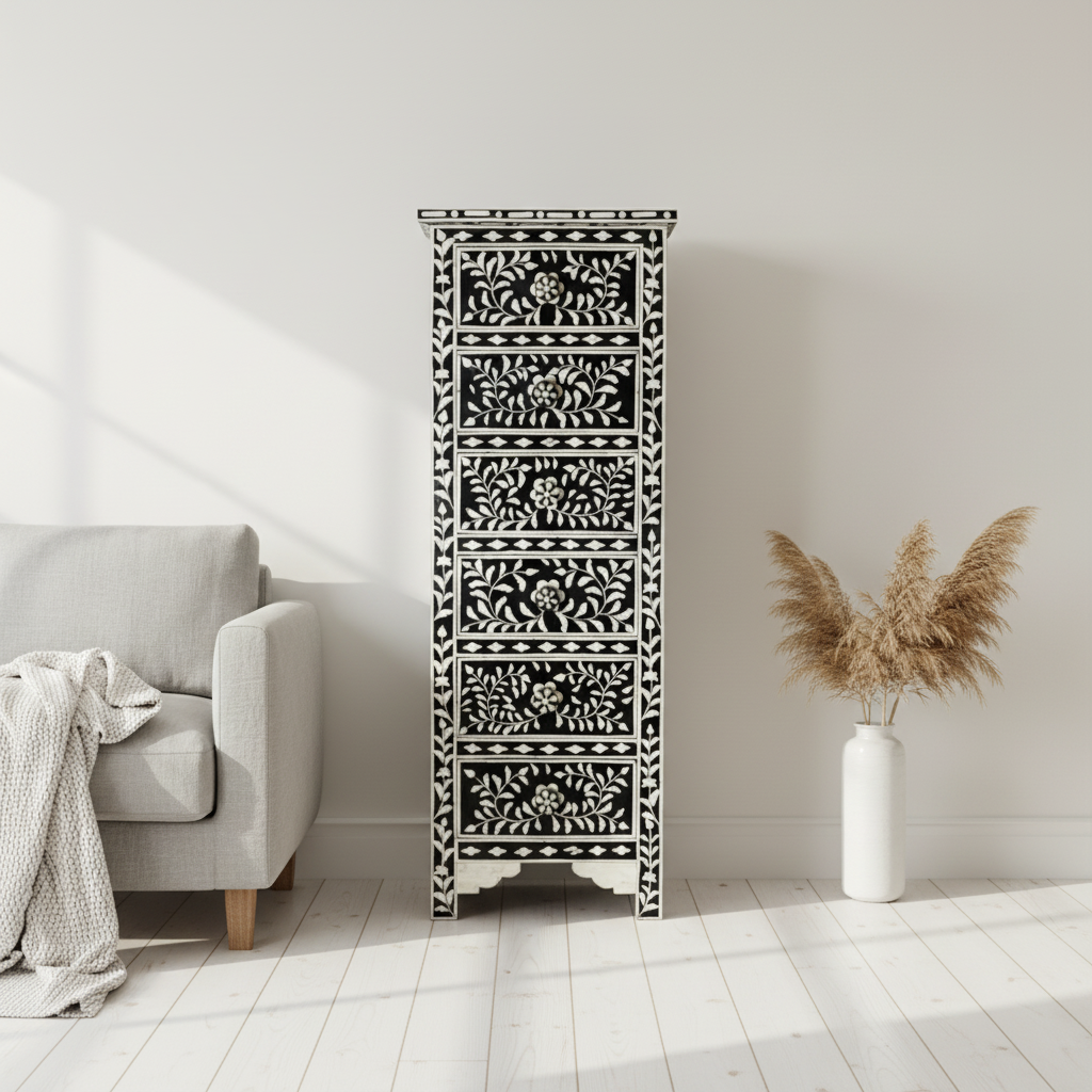 Bone Inaly Tallboy : Floral : Black