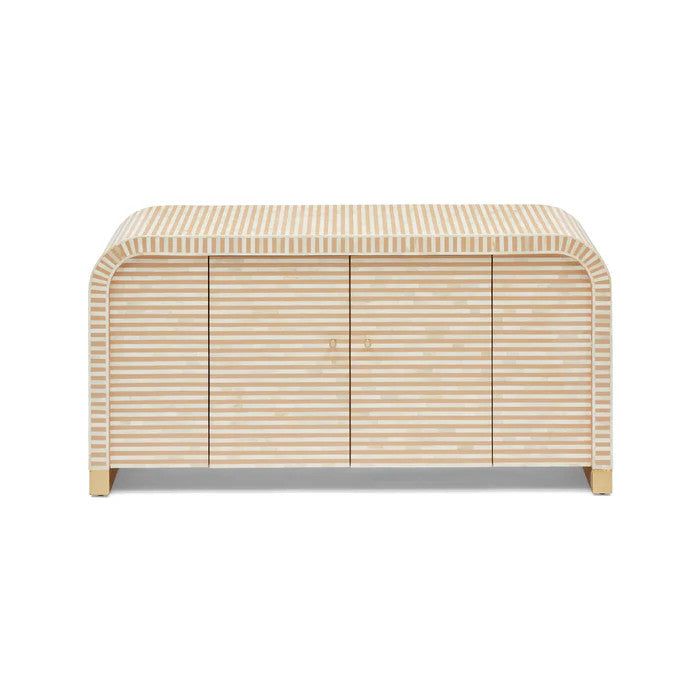 Bone Inlay 2 Door Waterfall Buffet : Stripe : Apricot