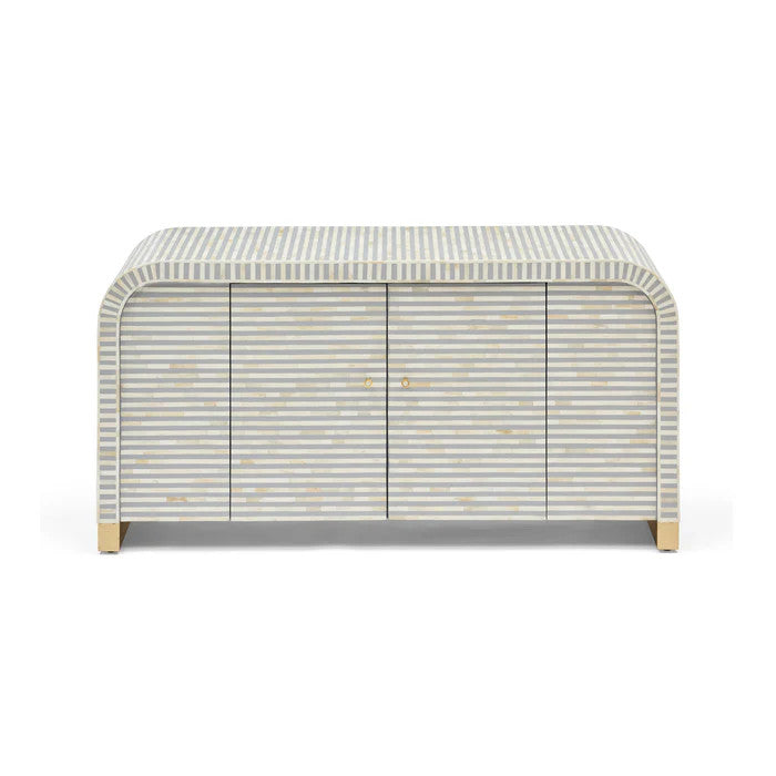 Bone Inlay 2 Door Waterfall Buffet : Stripe : Grey