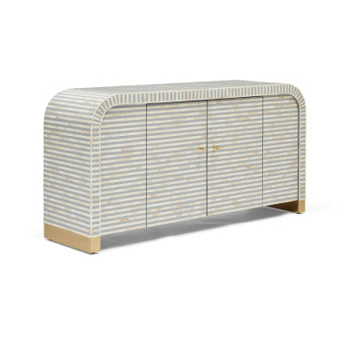 Bone Inlay 2 Door Waterfall Buffet : Stripe : Grey