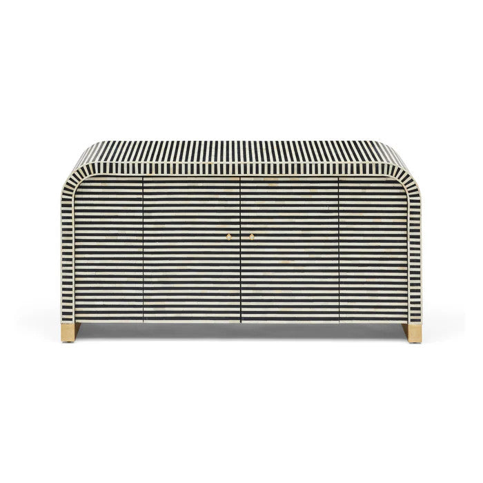 Bone Inlay 2 Door Waterfall Buffet : Stripe : Black