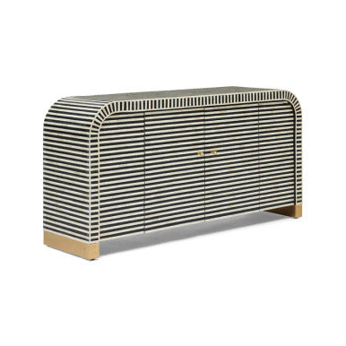 Bone Inlay 2 Door Waterfall Buffet : Stripe : Black