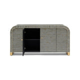 Bone Inlay 2 Door Waterfall Buffet : Stripe : Black