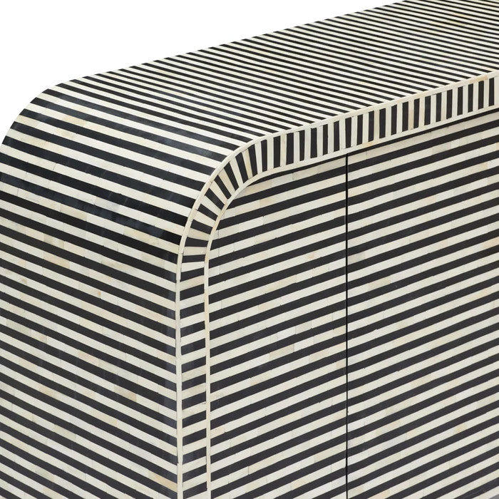 Bone Inlay 2 Door Waterfall Buffet : Stripe : Black