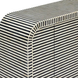 Bone Inlay 2 Door Waterfall Buffet : Stripe : Black