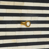 Bone Inlay 2 Door Waterfall Buffet : Stripe : Black