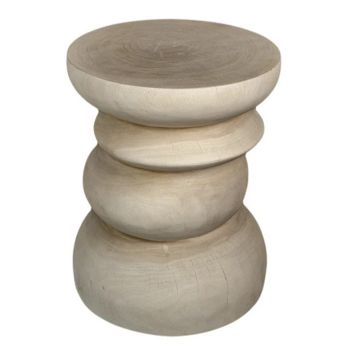 Stack Timber Sculptural Stool or Side Table : White Wash