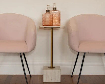 Marble Accent Table : White with Gold Stem