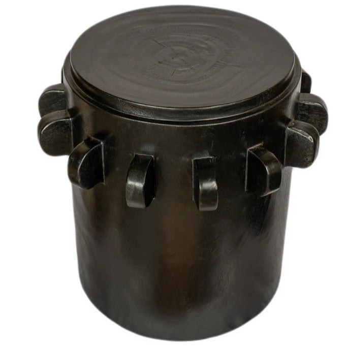Bantu Timber Sculptural Stool or Side Table : Black