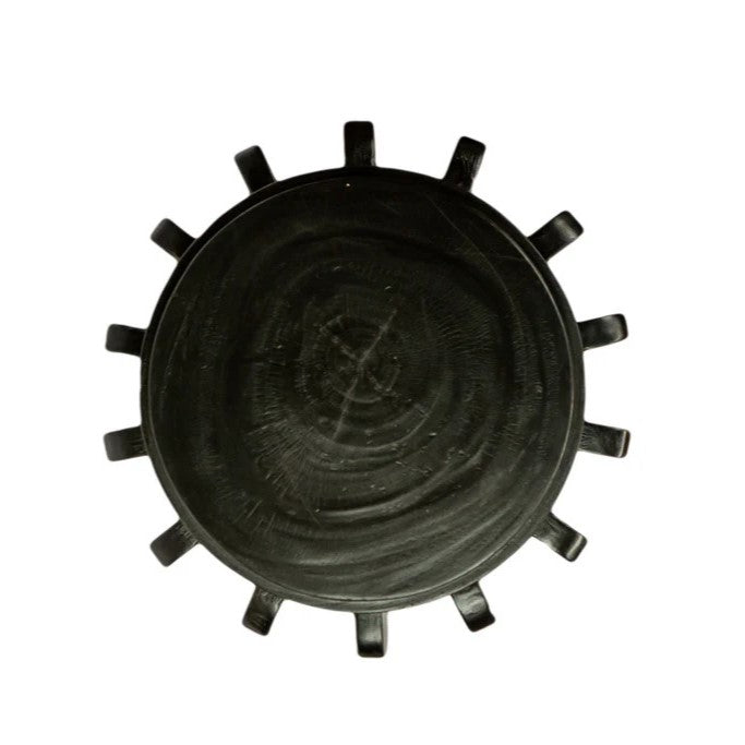Bantu Timber Sculptural Stool or Side Table : Black