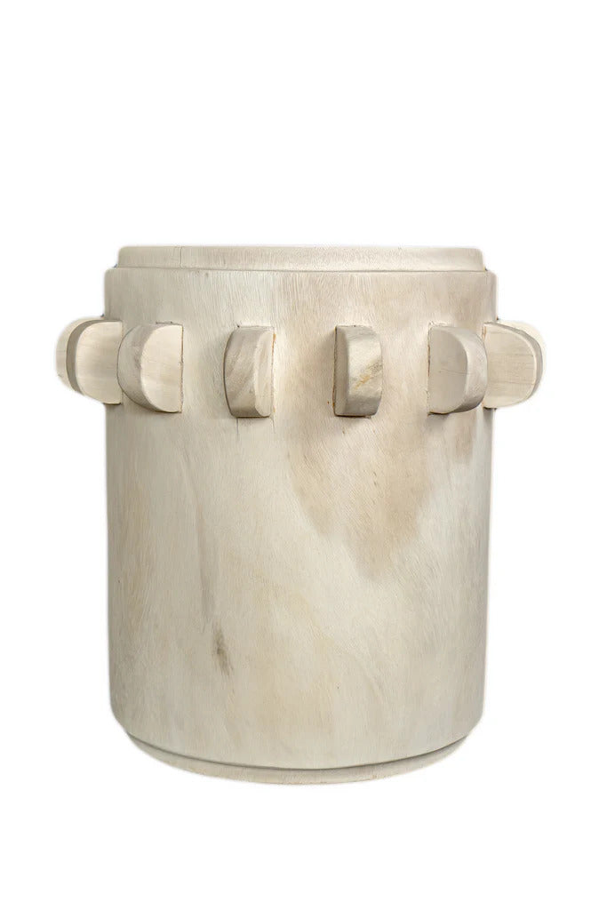 Bantu Timber Sculptural Stool or Side Table : White Wash