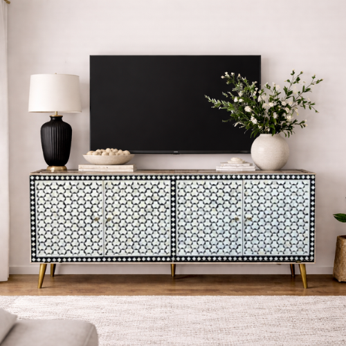Bone Inlay TV Sideboard : Tri-Square : Charcoal