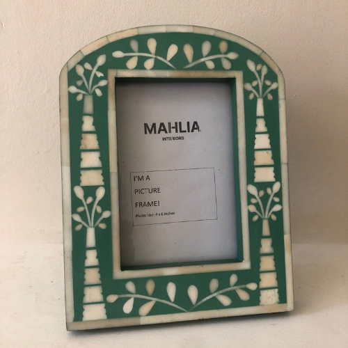 Bone Inlay Arched Photo Frame : Palm : Green