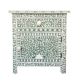 Bone Inlay Large Bedside Cabinet : Floral : Sage