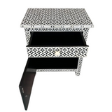 Bone Inlay Large Bedside Cabinet : Starburst : Black