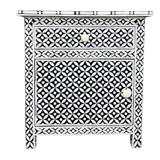 Bone Inlay Large Bedside Cabinet : Starburst : Black