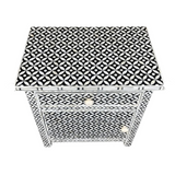 Bone Inlay Large Bedside Cabinet : Starburst : Black