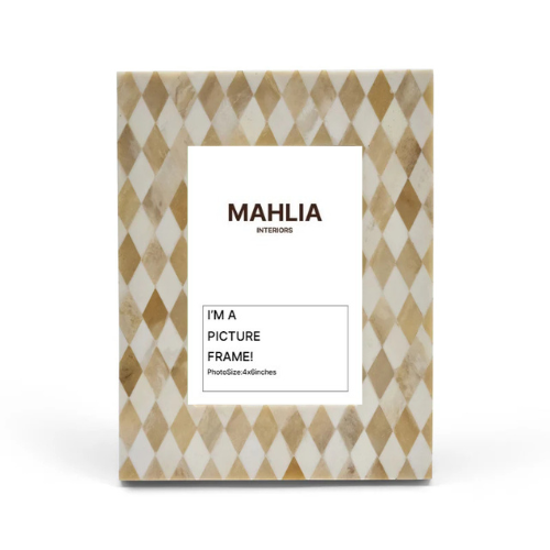 Bone Inlay Picture Frame : Diamonds : Natural