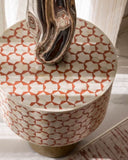 Bone Inlay Accent Table : Tri-Square : Ochre