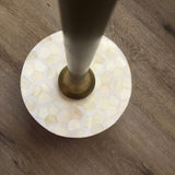 Bone Inlay Accent Table : Tri-Square : White