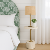 Bone Inlay Accent Table : Tri-Square : White