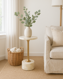 Bone Inlay Accent Table : Tri-Square : White