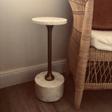 Bone Inlay Accent Table : Tri-Square : White
