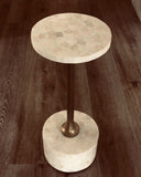 Bone Inlay Accent Table : Tri-Square : White