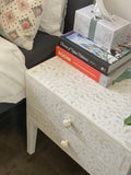 Bone Inlay 2 Drawer Bedside : Floral : White