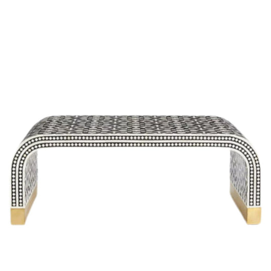 Bone Inlay Waterfall Coffee Table : Zelliges : Black