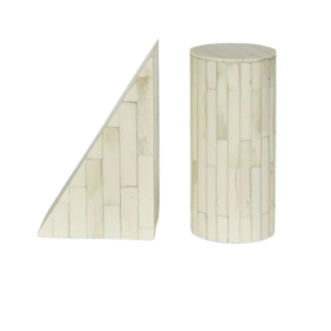 Bone Inlay Bookends : Brickwork : White