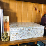 Mother of Pearl Inlay Box : Floral : White (Imperfect)