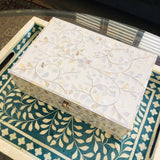 Mother of Pearl Inlay Box : Floral : White (Imperfect)