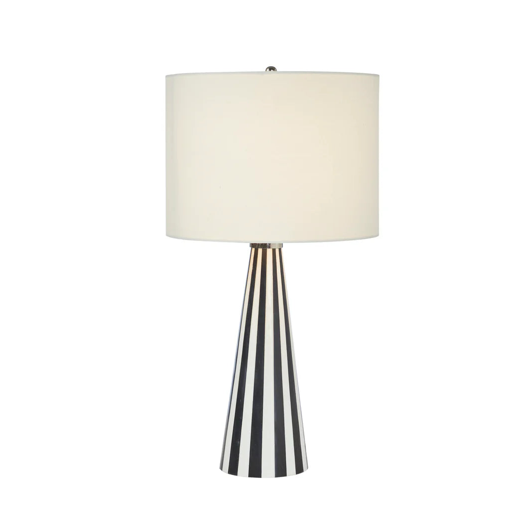 Bone Inlay Table Lamp : Stripe : Black & White
